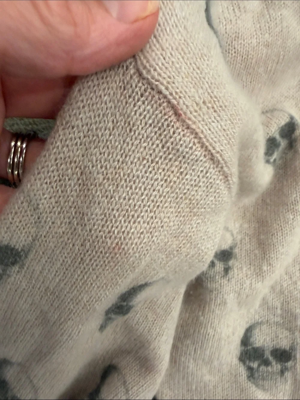 Skull Cashmere Light Tan/Brown Skull-Print Button Cardigan - Picture 8 of 10